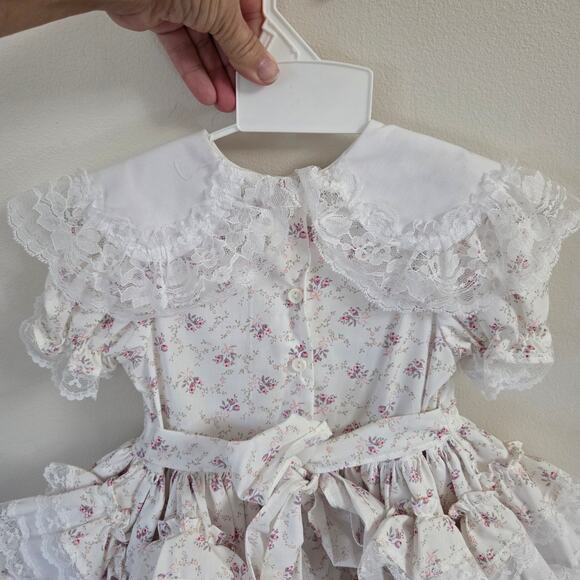 NWOT Lid'l Dolly's Flouncie White Pink Roses Ruffled Pageant Dress Pageant 2T - Picture 3 of 6